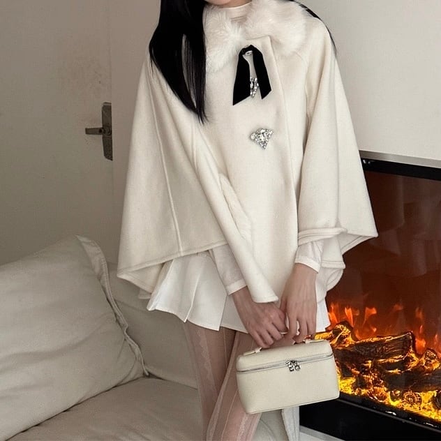 【キラめくビジューで高見え叶う】ノエルファーケープコート C263