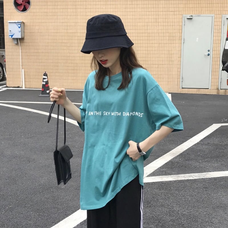 Tシャツ シャツ サマーバックプリントスタイルルーズ 夏物 スーパーモール71812689921