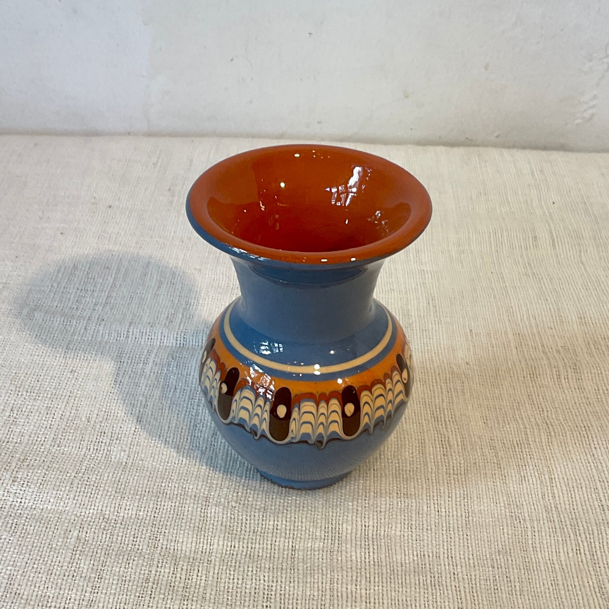 ブルガリア陶器】トロヤン陶器のミニベース（青・緑・黄） | 照明