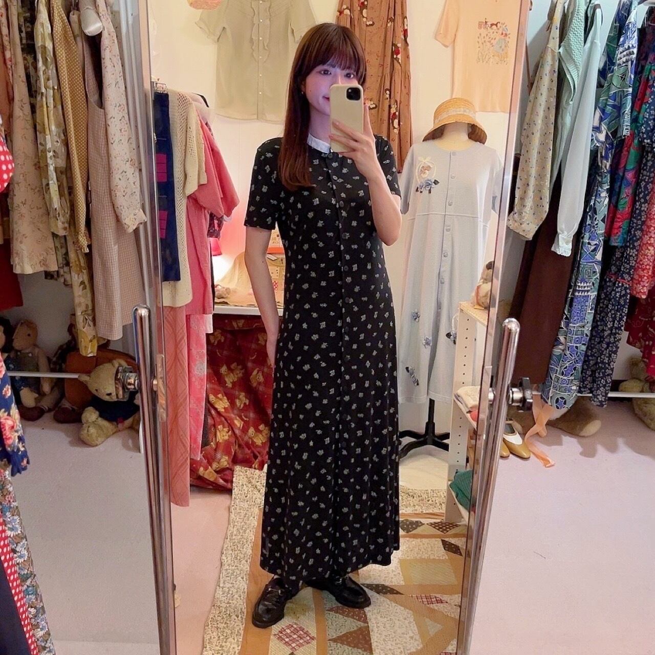 mini rose stand collar one-piece