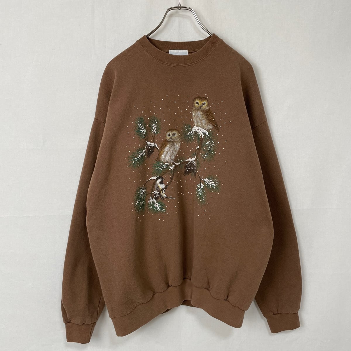 90s USA製 フクロウ スウェット 古着 茶 ブラウン ふくろう 梟 90s USA製 フクロウ スウェット 古着 茶 ブラウン ふくろう 梟