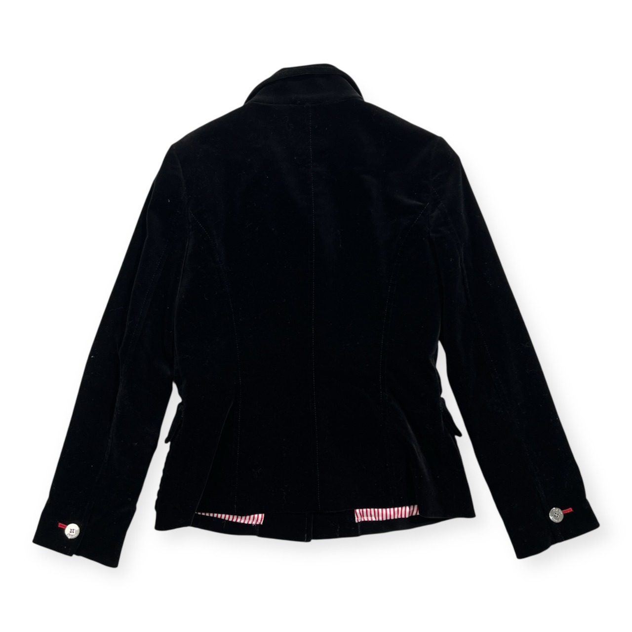 TOMMY HILFIGER トミーヒルフィガー ベロア ジャケット ストレッチ サイズ 2 /レディース ブラック系 立ち襟 裏地ストライプ