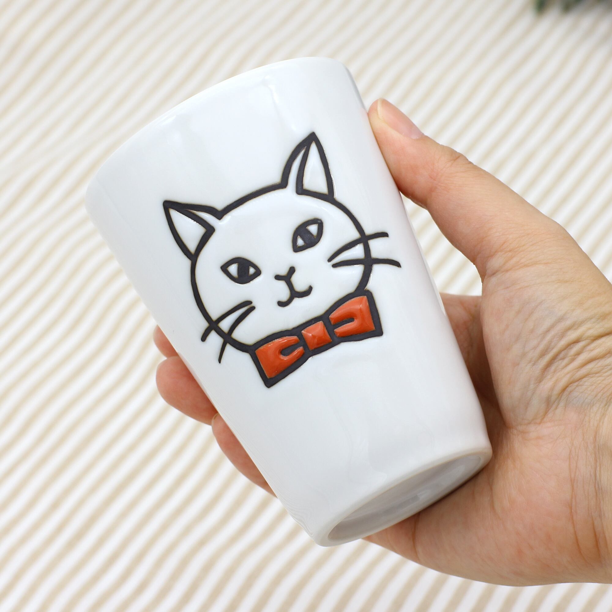 紅窯 猫赤 フリーカップ・正角皿・茶碗セット【商品番号:080 紅窯 猫赤 フリーカップ・正角皿・茶碗セット【商品番号:080