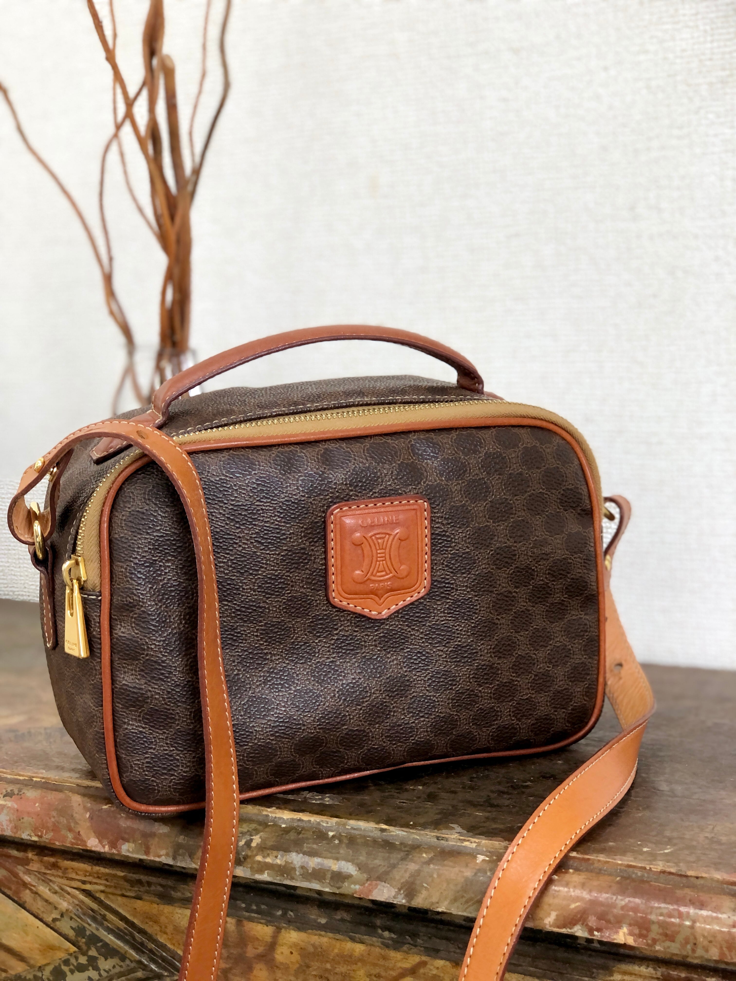 CELINE セリーヌ　マカダム　ブラゾン型押し　2way　バニティバッグ　ショルダーバッグ　ブラウン　vintage　ヴィンテージ　オールドセリーヌ　 wknec3 | VintageShop solo powered by BASE