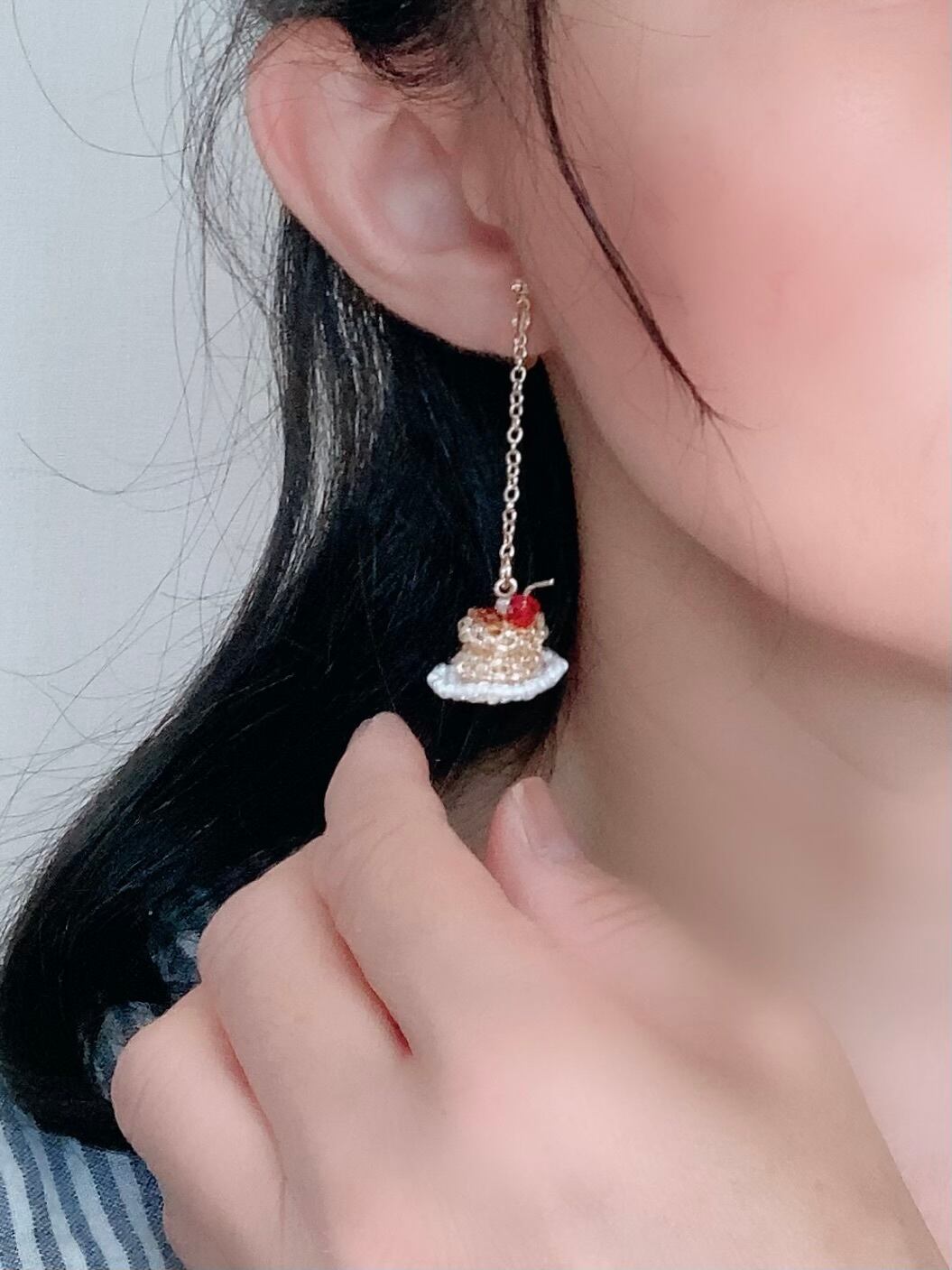 喫茶店スイーツのミニチュアビーズピアス＆イヤリング | うさのひみつきち