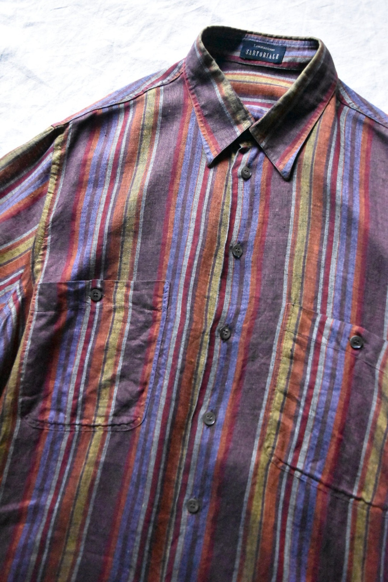 Italy multi-colored stripe Lien shirt