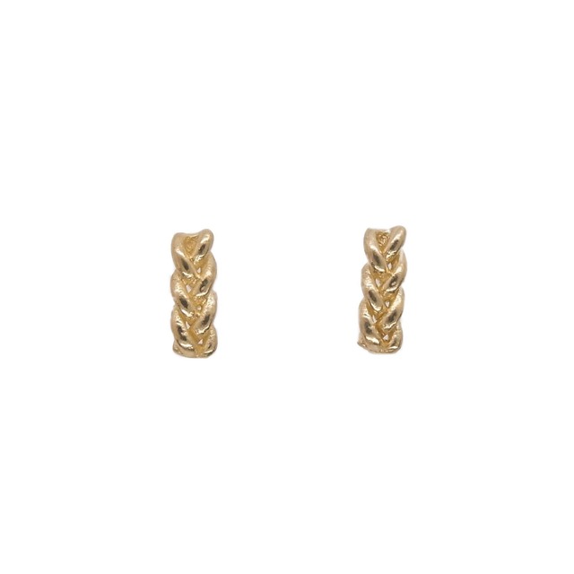 Knitted small pierced earrings gold color