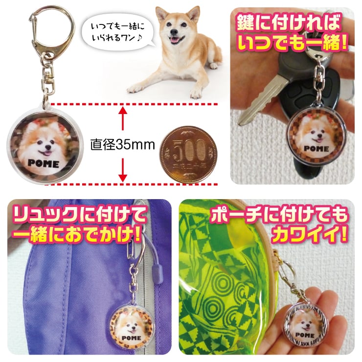 犬 猫 ペット ハムスター キーホルダー 写真 名前入り オーダーメイド