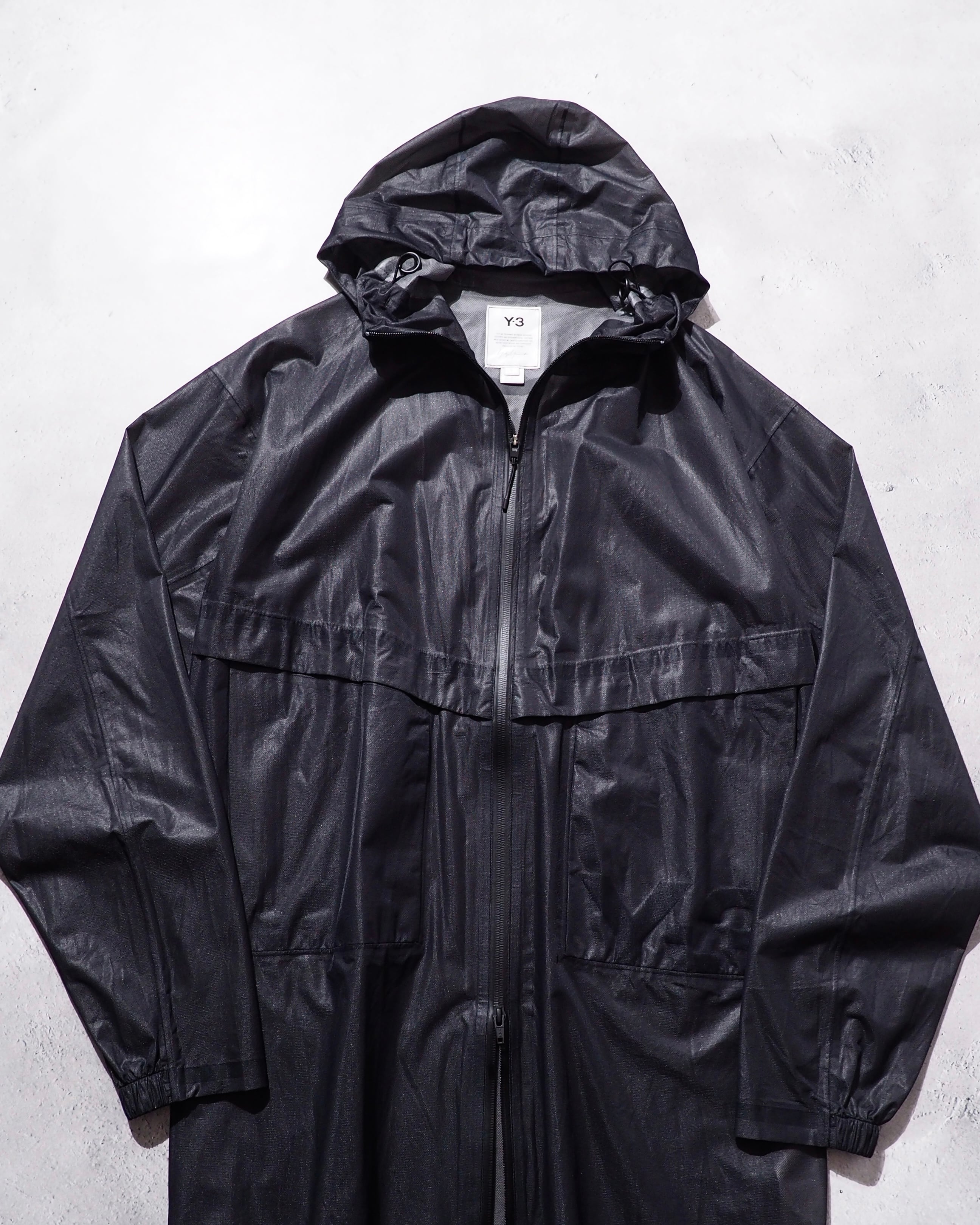 "Y-3(Yohji Yamamoto)" Black sheer Waterproof Nylon Tech Full zip jacket