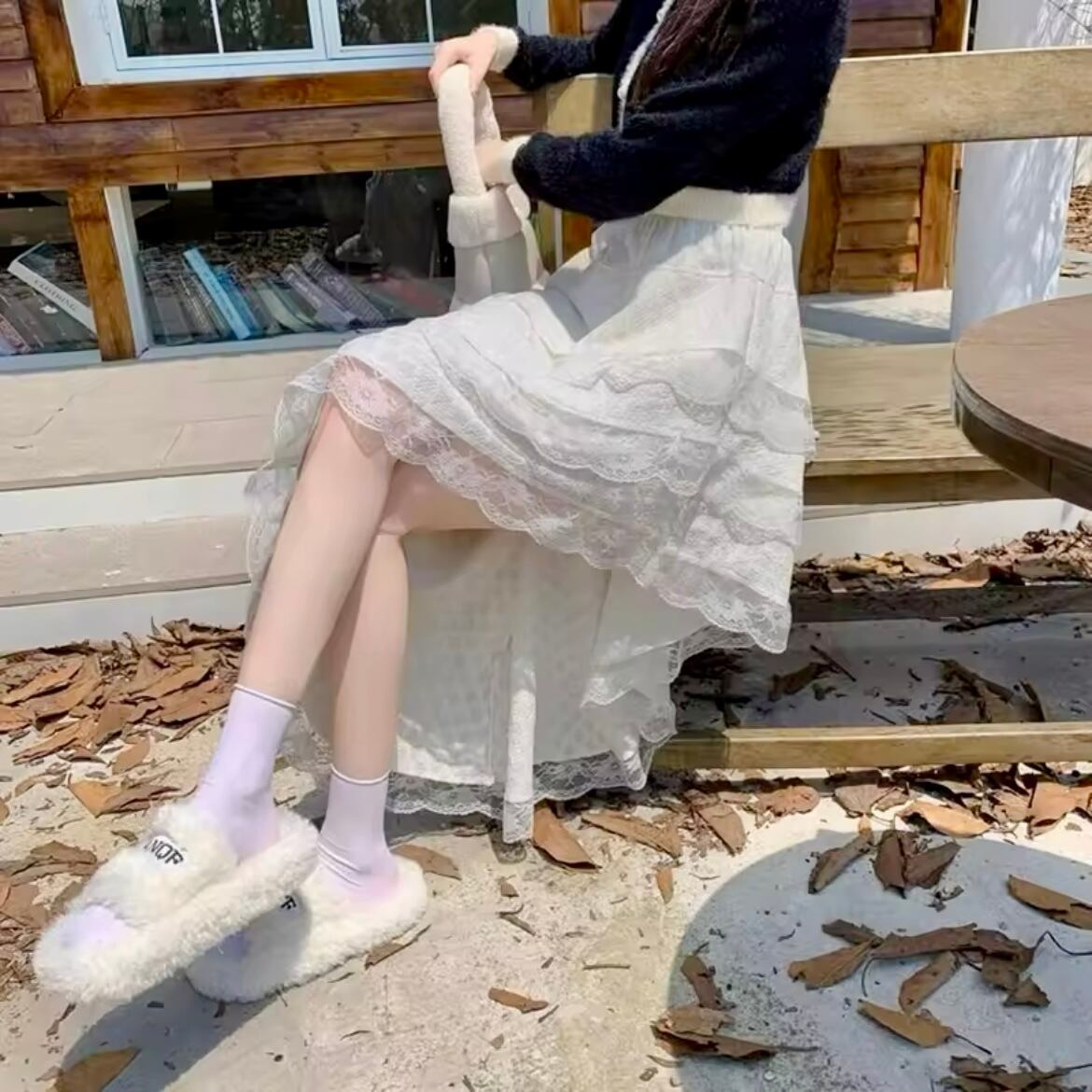 フリルレースアシメスカート