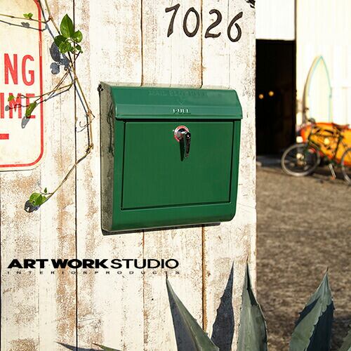 【全8色】ARTWORKSTUDIO(アートワークスタジオ):Mail box 文字なし(メールボックス:横型・キーロック)スチール/レトロ/メールボックス/新居祝い/新築祝い/DIY/ガーデニング/鍵付き/郵便ポスト/郵便受け/ポスト/送料無料/TK-2076