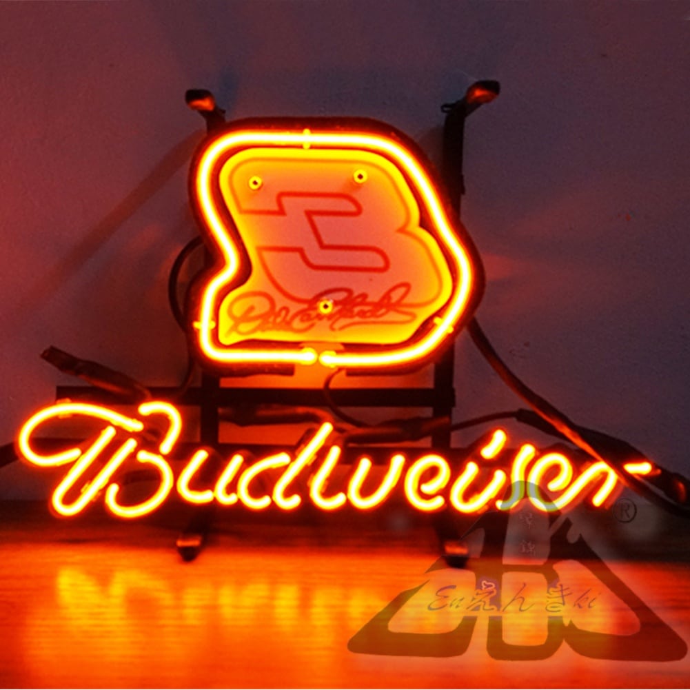 ネオンサイン ガラス製 Budweiser バドワイザー NASCAR 3番 ダーレン
