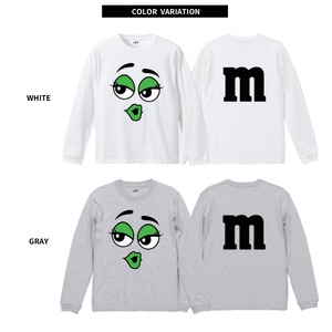 LIPP 「"m’s Green Face" L/S T-Shirts White/Gray」