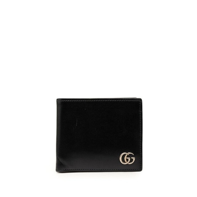 グッチ GGマーモント 二つ折り財布 428725 ブラック レザー メンズ GUCCI 【中古】