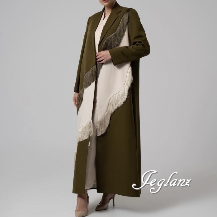 バイカラー ドレス コート テーラード フリンジ 2way 着映え ♪(MB851)β