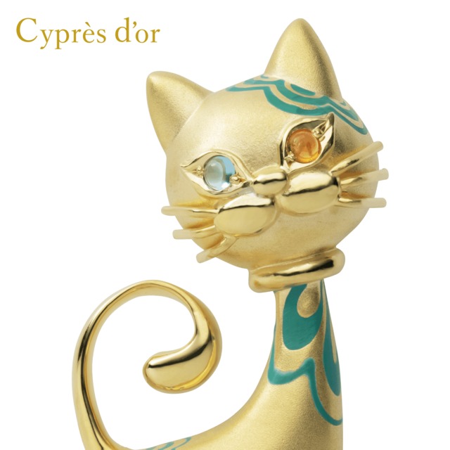※オーダー品【MONA LISA CAT】シルバー 金メッキ キャットジュエリー 猫ジュエリー モナリザキャット オッドアイ シルバーペンダント ネックレス silver ブルートパーズ シトリン 宝石 樹脂加工 普段使い お洒落