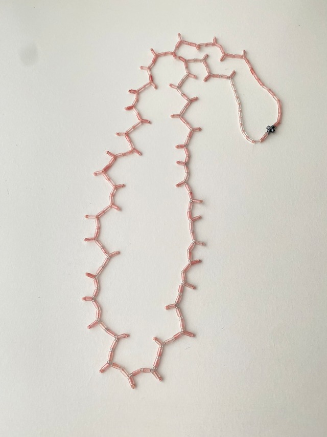stone necklace  2連　pink×white