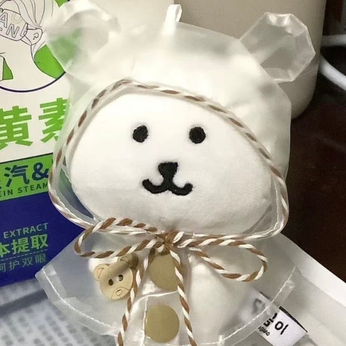 ✿10cm✿クマレインコート ぬいぐるみ服 ぬい用透明マントふわふわ