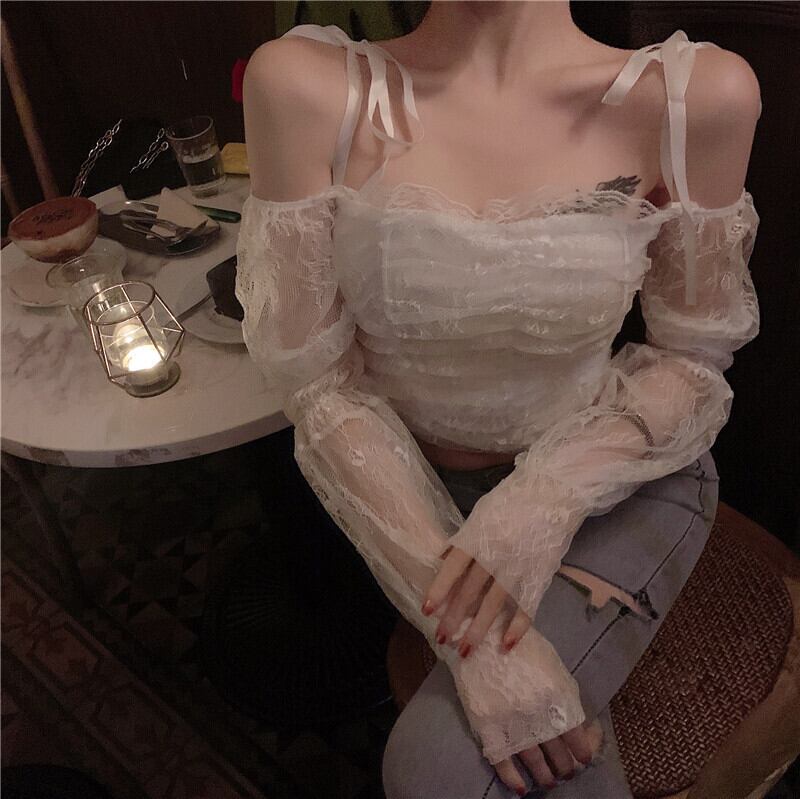 レースリボントップス オフショルダー ドラファッションホール10631667912