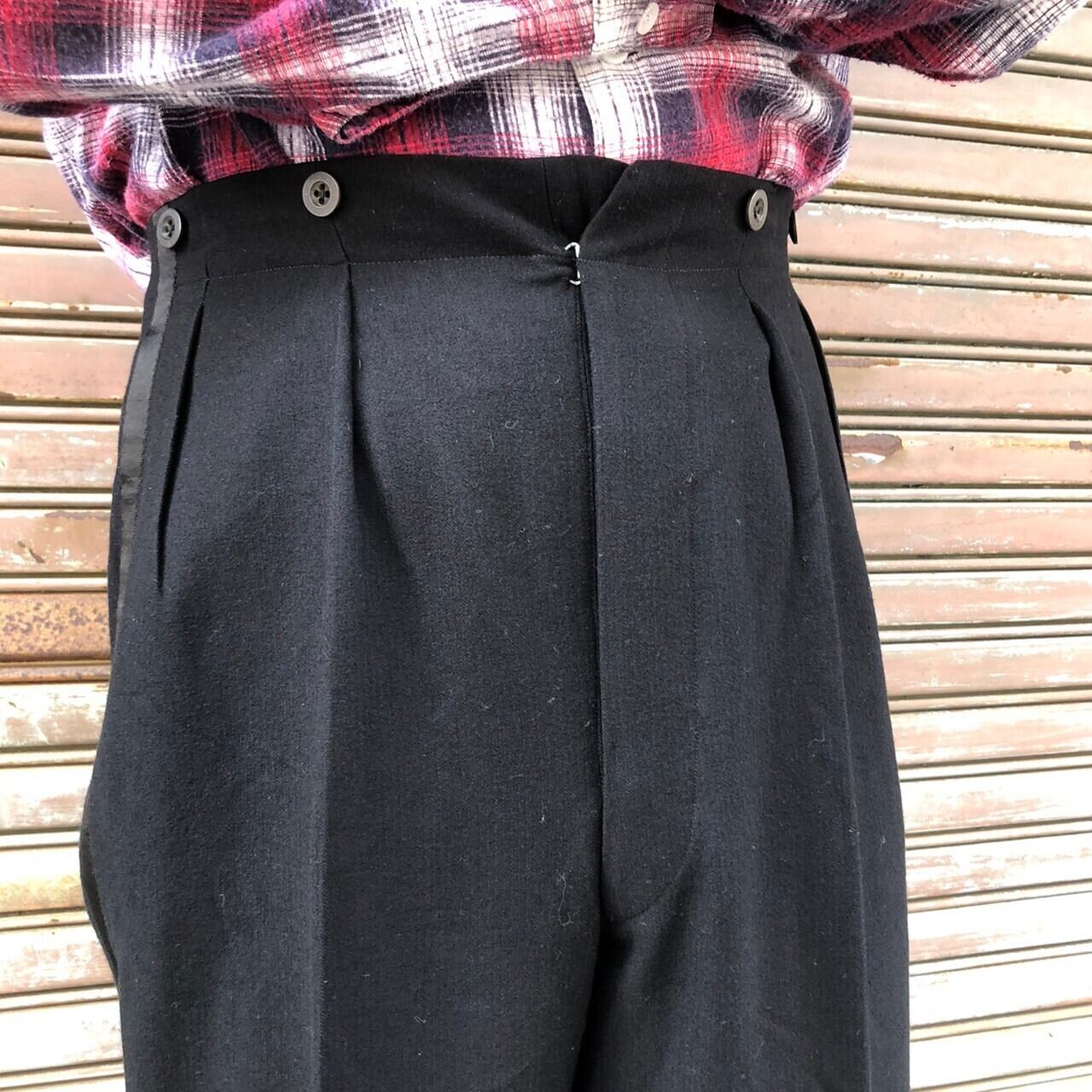 20s 30s Euro Vintage ウール スラックス 針刺し バックルバック  