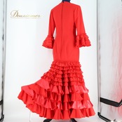 【美品 フラメンコ衣装】レッド ワンピース ドレス 赤 ボランテ フリル レース 無地 ダンス レディース 豪華 高級感 発表会 おしゃれ コスチューム 情熱的 魅力的