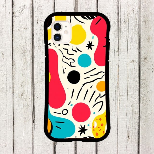 受注生産 iPhoneケース 原色有機形のポップ抽象｜レトロポップ PABS074A