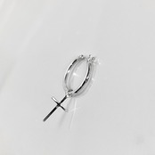 THIN HOOP raised by wolves [LARGE] with CROSS / シンフープピアス レイズド バイ ウルヴス L ウィズクロス