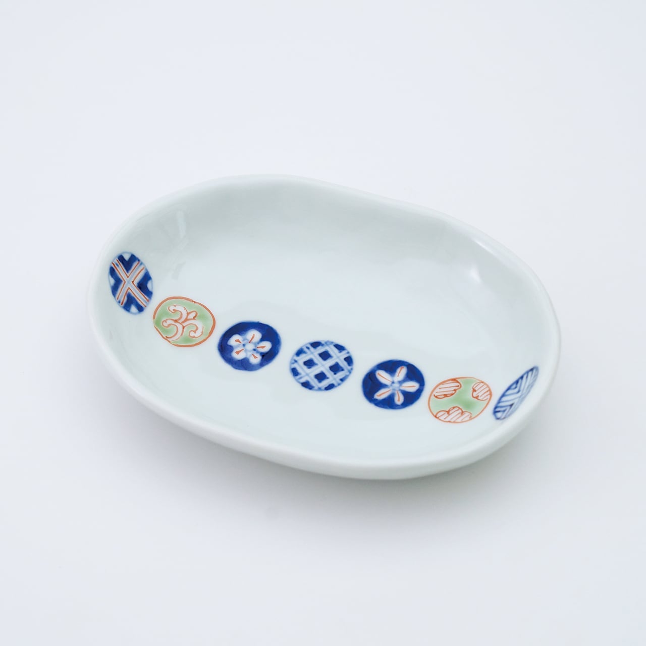 有田焼　福珠窯　染錦丸紋　小判皿　中サイズ　5枚組 有田焼 福珠窯 染錦丸紋 小判皿 中サイズ 5枚組 【公式通販】