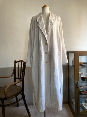 1980s White Twill Long Coat