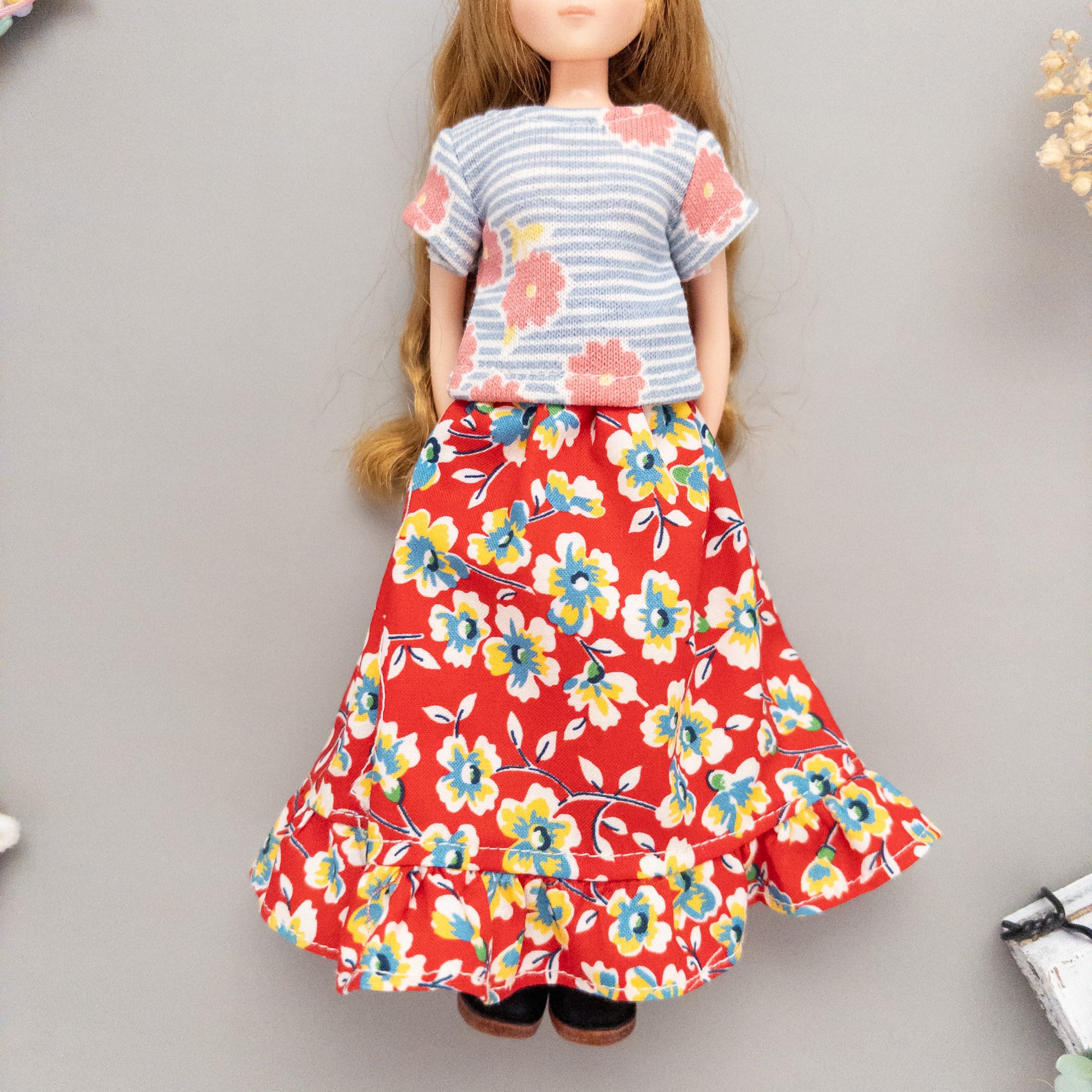 2点セット】トレーナースカートセット服（花赤）リカちゃんネオ