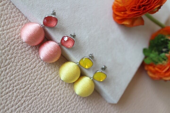 swarovski & silk bonbon  pierce