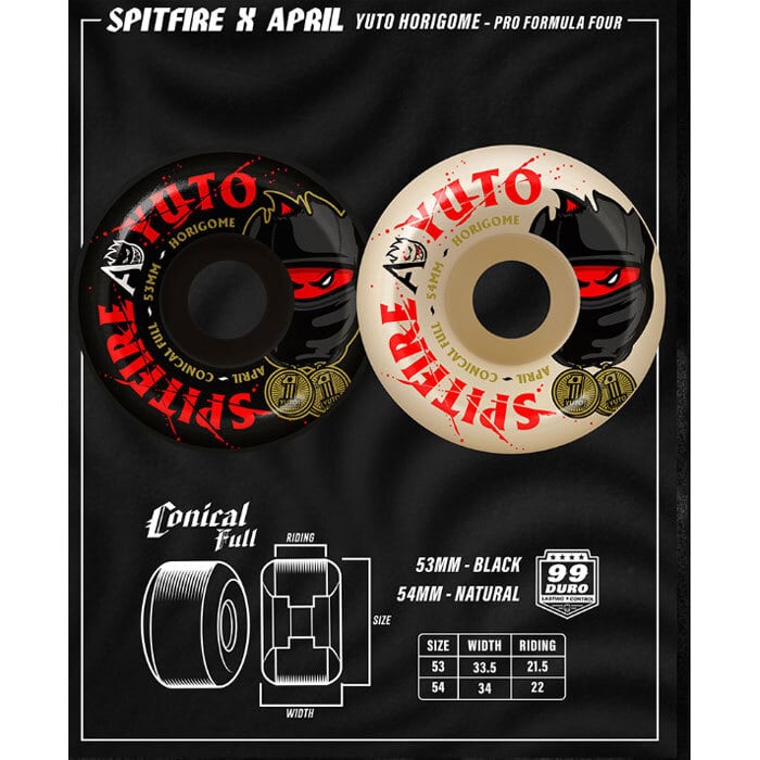 SPITFIRE X APRIL YUTO CONICAL FULL F4 99D スケボー スピット