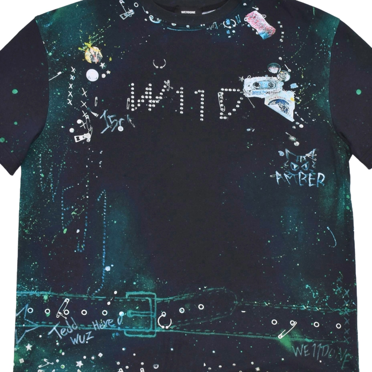 【WE11DONE】BLACK TROMPE-L'OEIL PIERCED T-SHIRT - 8