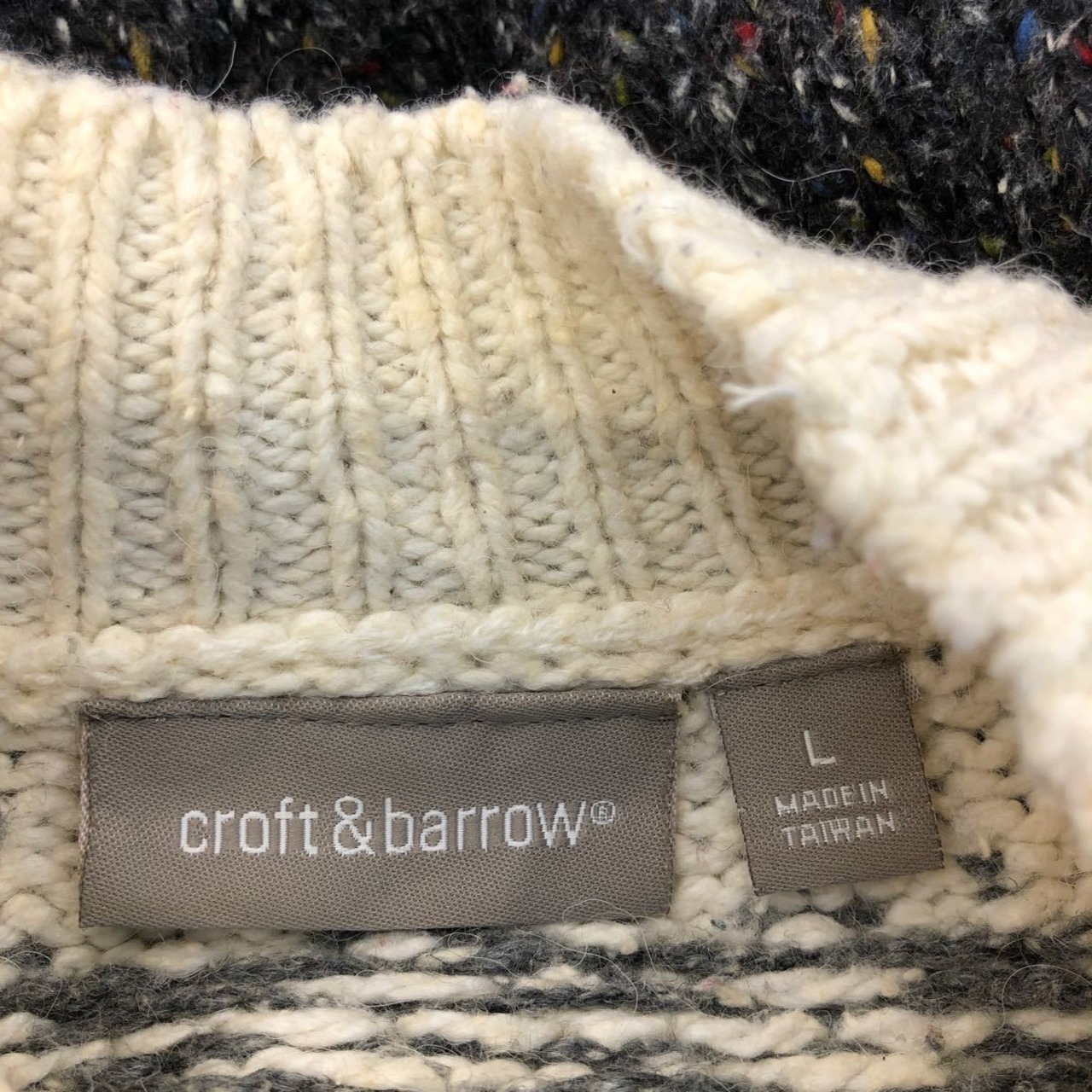 croft&barrow 混紡 ニット セーター L ブラック ホワイト グレー 
