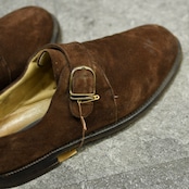 BALLY single monk strap brown suede shoes