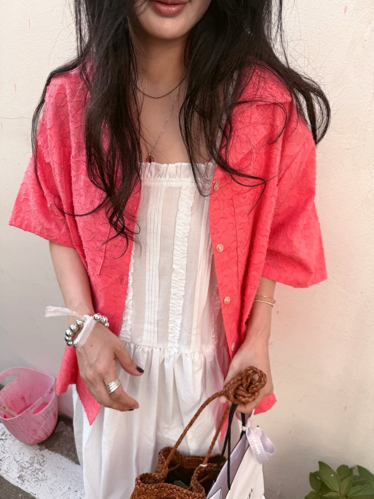 《予約》ojo de papa ¨ adult) feather shirt ... coral ¨ 2nd 26summer