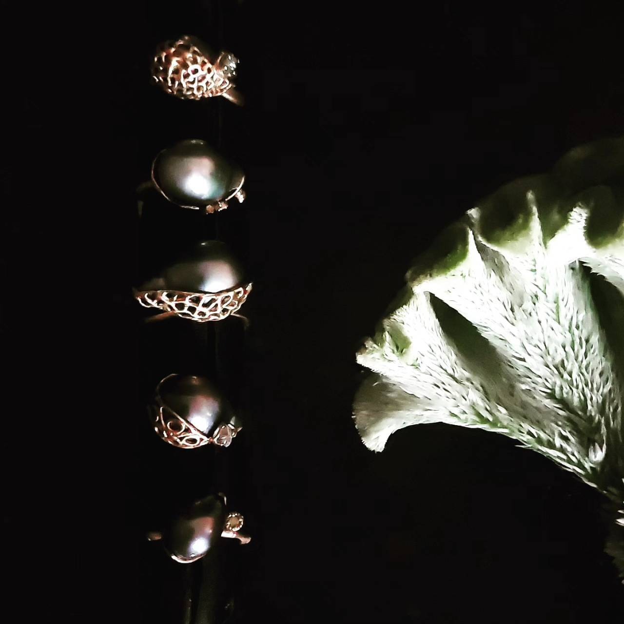 K10 South Sea baroque Pearl Rough Diamond Ring