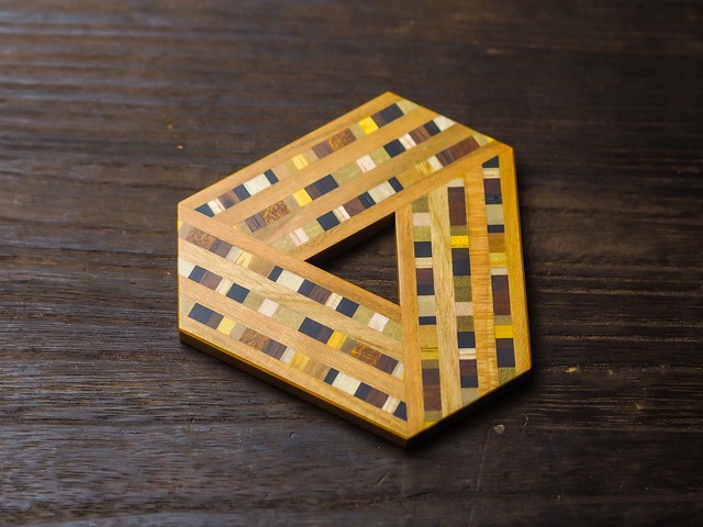 桜材 寄木三隅コースター／まつもと木工所