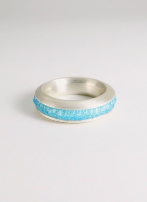 Recycled Glass Bead Ring /Light Blue