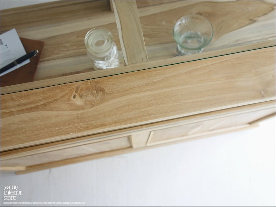 チーク総無垢 ショーケースカウンターNatla ガラスケース 飾り棚 店舗