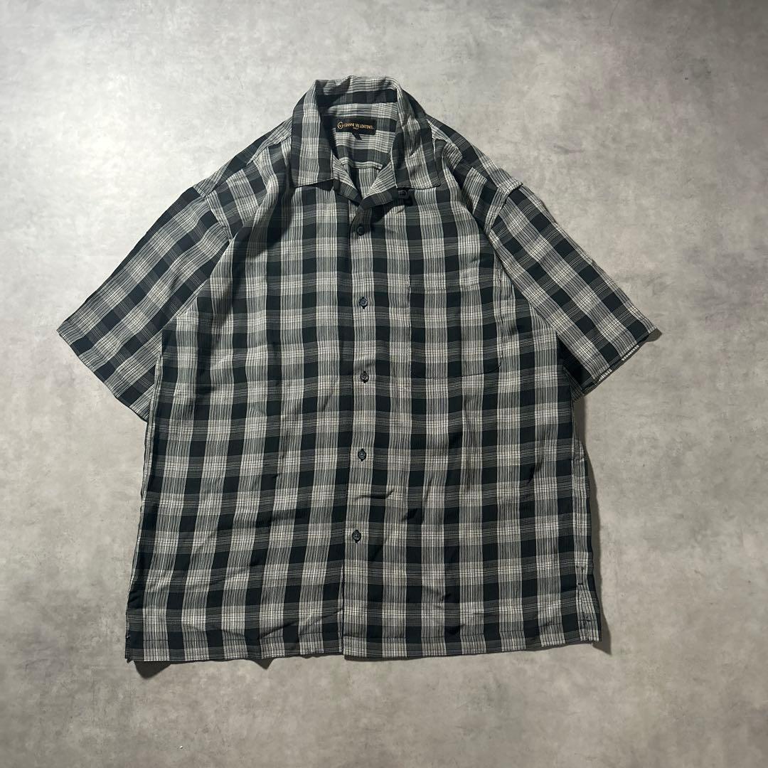 ヴィンテージ ブラック オープンカラー オーバーサイズ デザイン シャツ