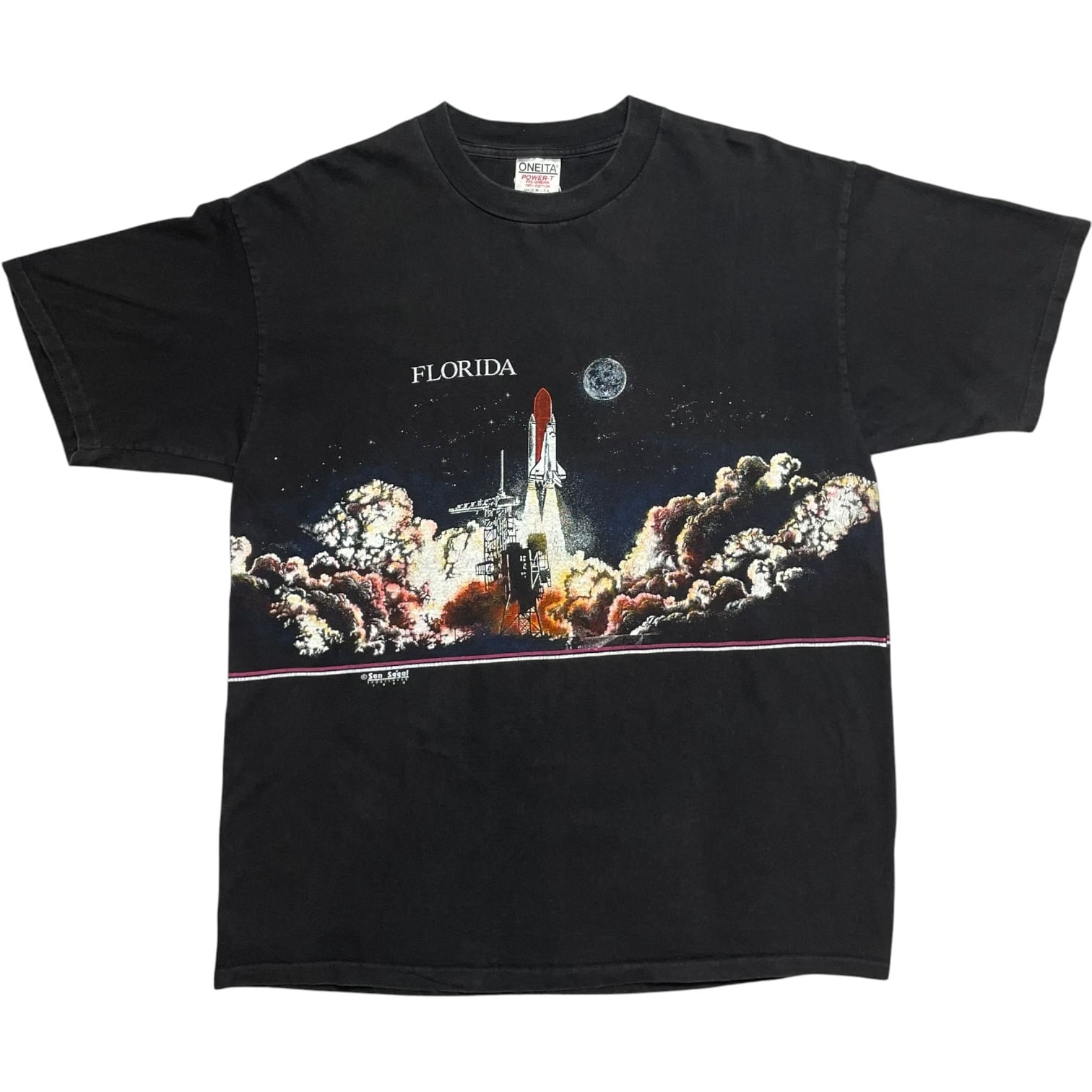《XL》ONEITA オニータ Tシャツ フロントプリント バックプリント ロケット シングルステッチ USA製 90年代 vintage no.10234