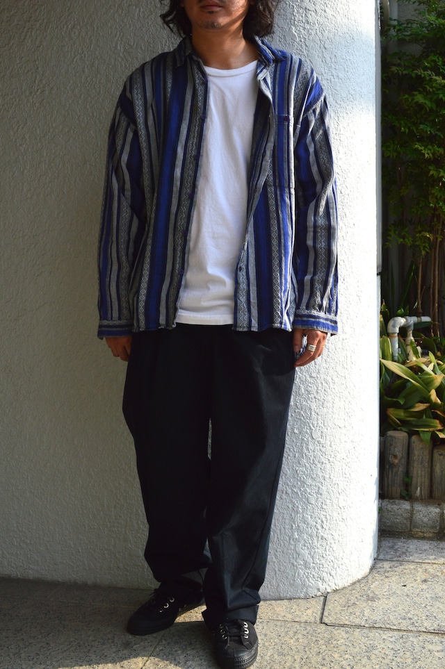 SOSTANZA 1990's From USA Stripe Geometric Cotton Blanket Long Shirt ソスタンツァ 90s ブランケットシャツ