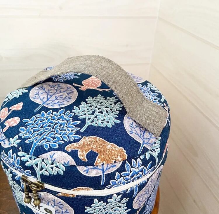 型紙・テキストのみ〉バイアスなし！丸型バニティポーチ 中級 動画付き