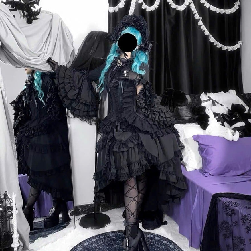 ゴスロリ セットアップ ドレス×姫袖×蝶ネクタイ 大人ゴシック｜WithU