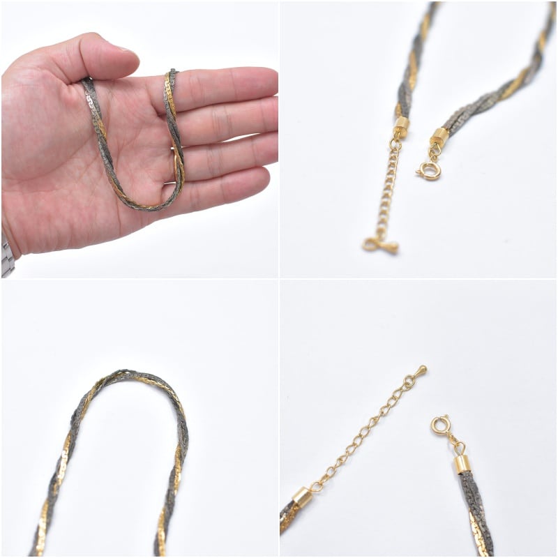 コンビデザインネックレス　チョーカー シルバー サークルモチーフ ダブルチェーンチョーカー