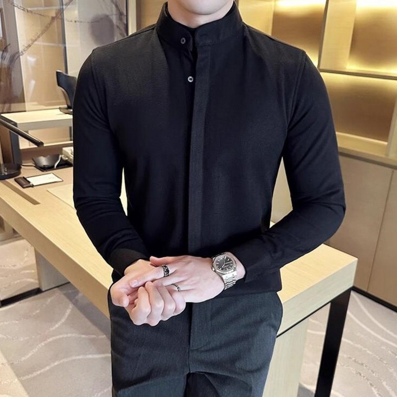 two piece half turtleneck shirt 00081