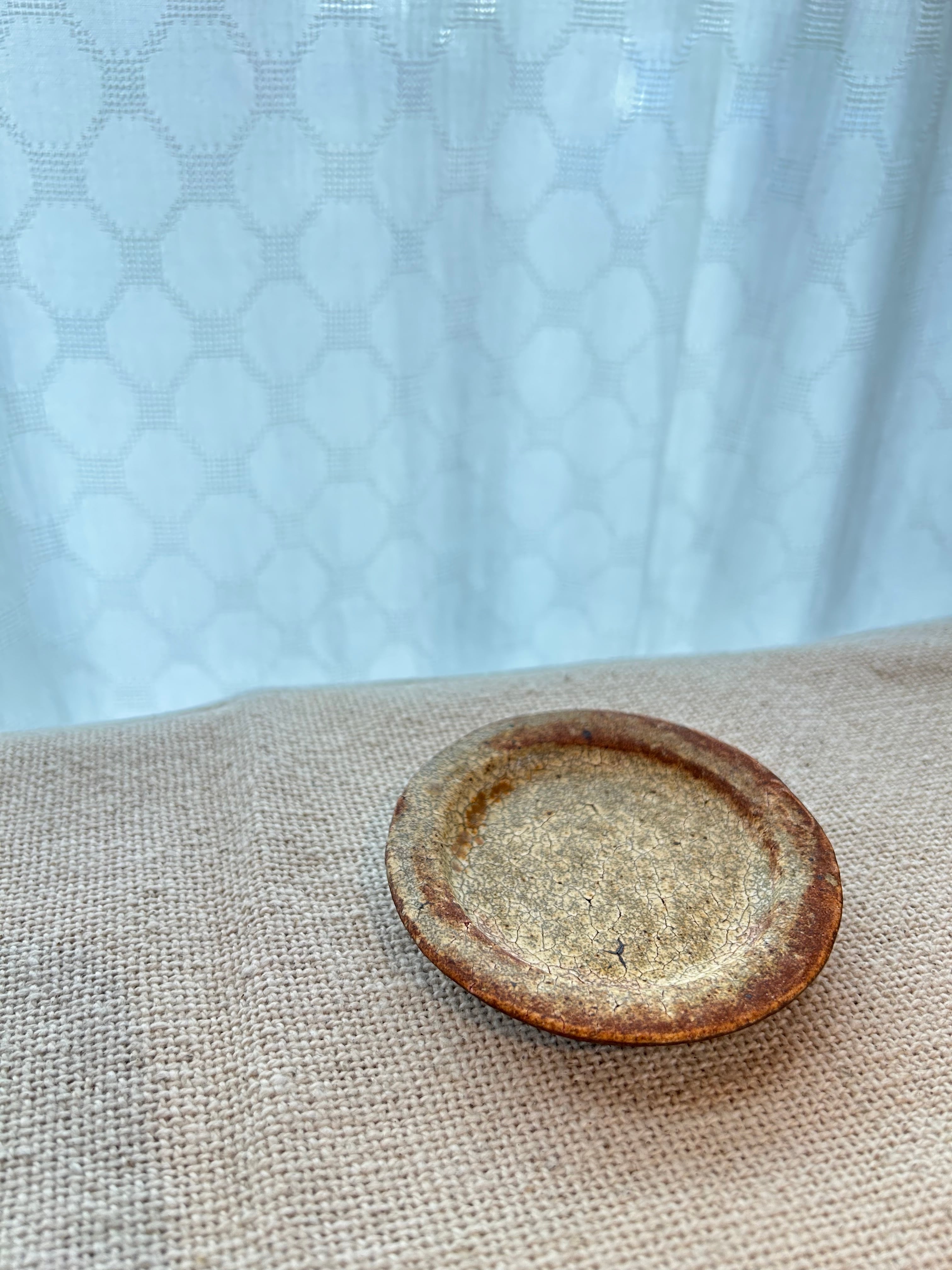 【未使用】馬渡新平さん ヒビ粉引平皿5寸（2枚セット） 未使用】馬渡新平さん ヒビ粉引平皿5寸（2枚セット）