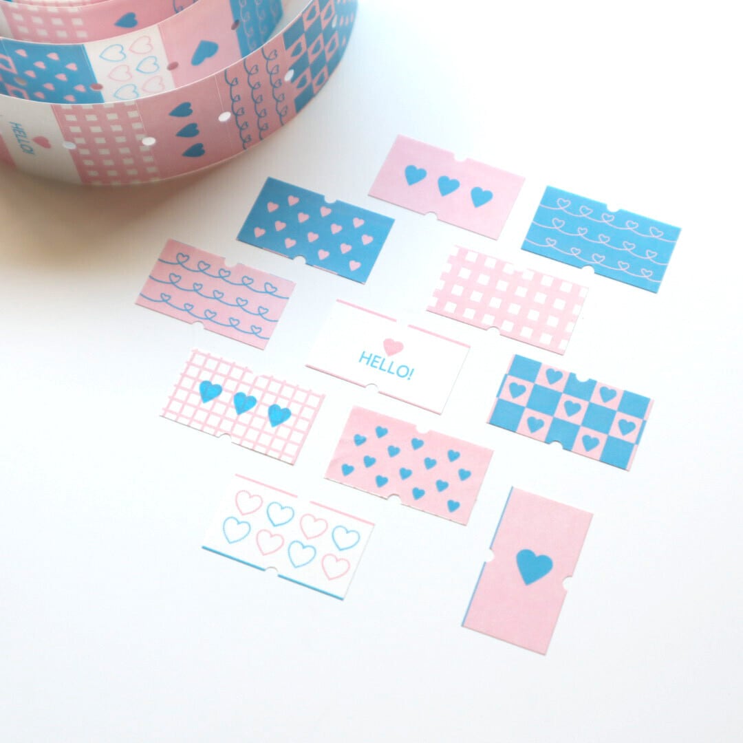 forme. ハートアソート ピンク×水色 ラベラーシール FO04