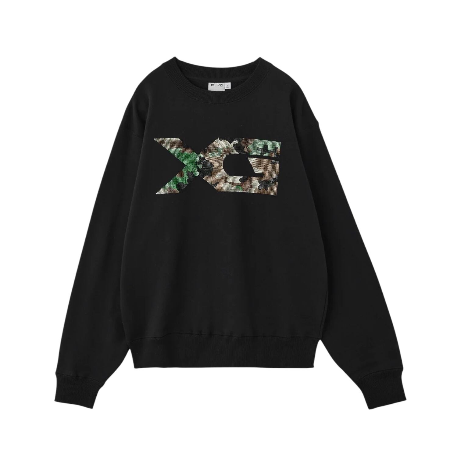 【x-girl】RHINESTONE CAMO LOGO SWEAT TOP【エックスガール】